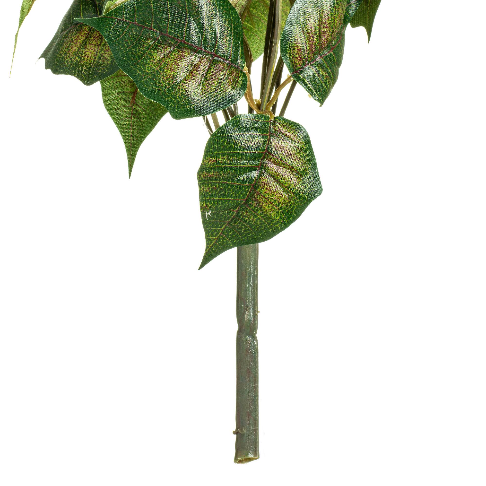 18" Red Poinsettia and Leaf Bush